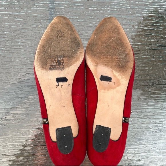 Pura Lopez Red Suede Kitten Heel Pumps Heels - Picture 12 of 16